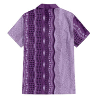 Vintage Violet Hawaiian Traditional Kapa Mix Flowers Lei Family Matching Mermaid Dress and Hawaiian Shirt