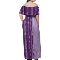 Vintage Violet Hawaiian Traditional Kapa Mix Flowers Lei Family Matching Off Shoulder Maxi Dress and Hawaiian Shirt