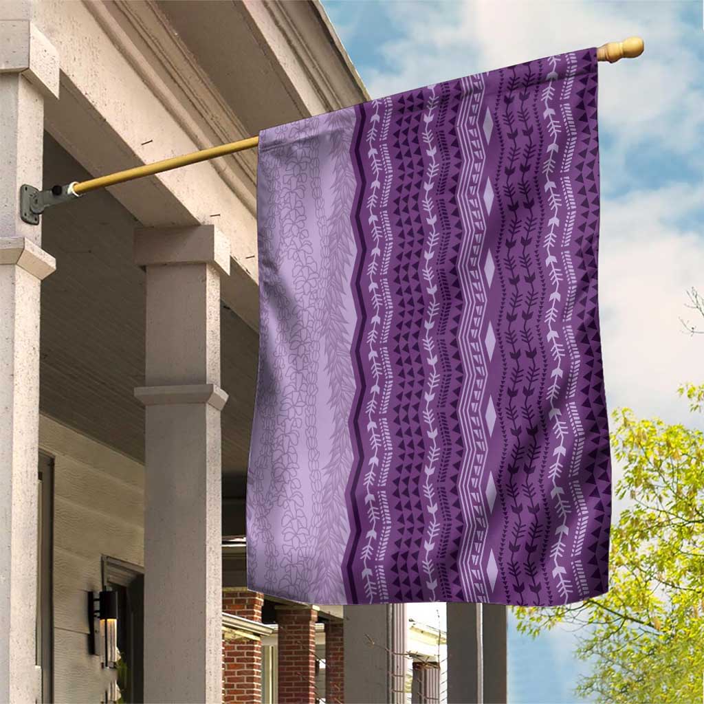 Vintage Violet Hawaiian Traditional Kapa Mix Flowers Lei Garden Flag LT7 House Flag Violet - Polynesian Pride