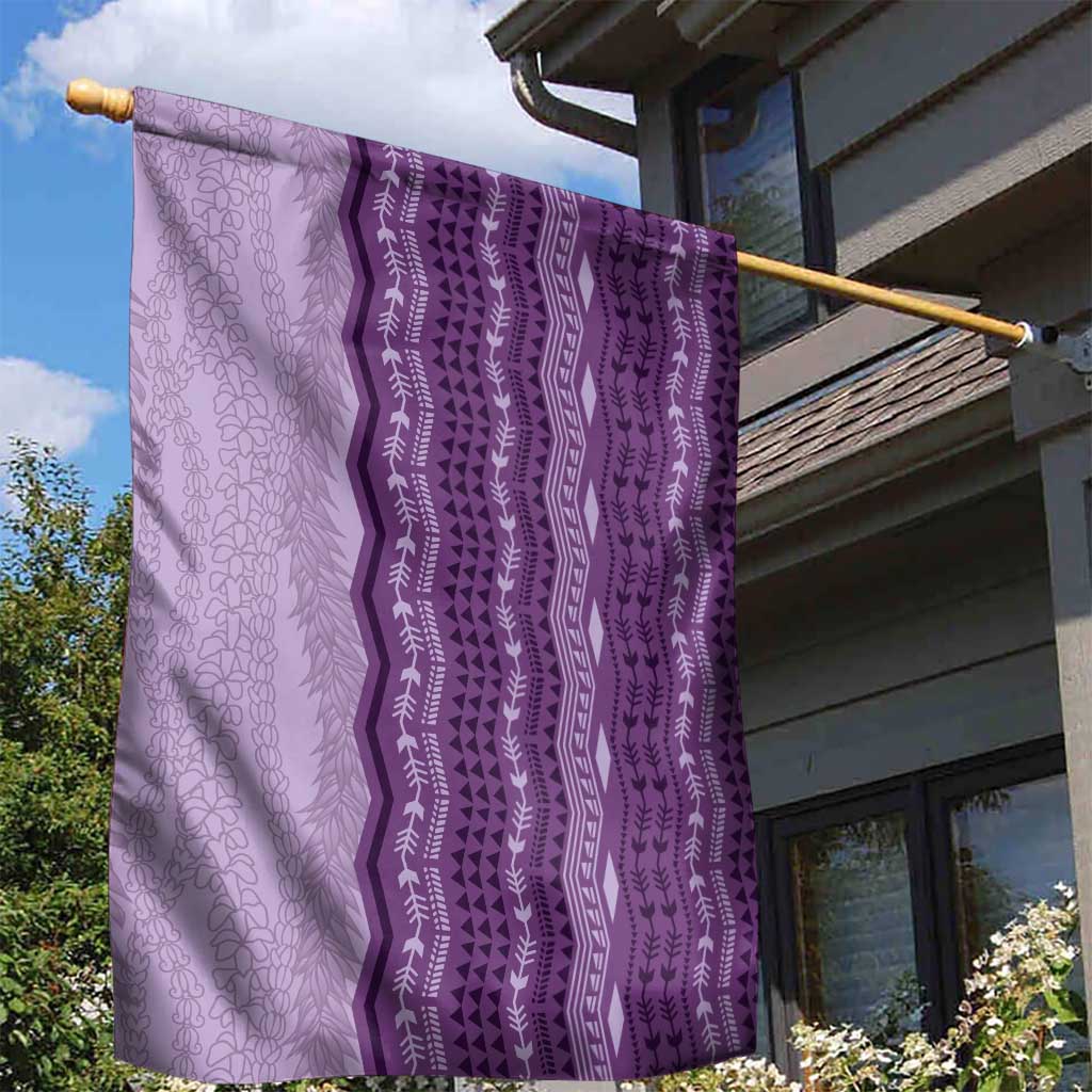 Vintage Violet Hawaiian Traditional Kapa Mix Flowers Lei Garden Flag LT7 - Polynesian Pride