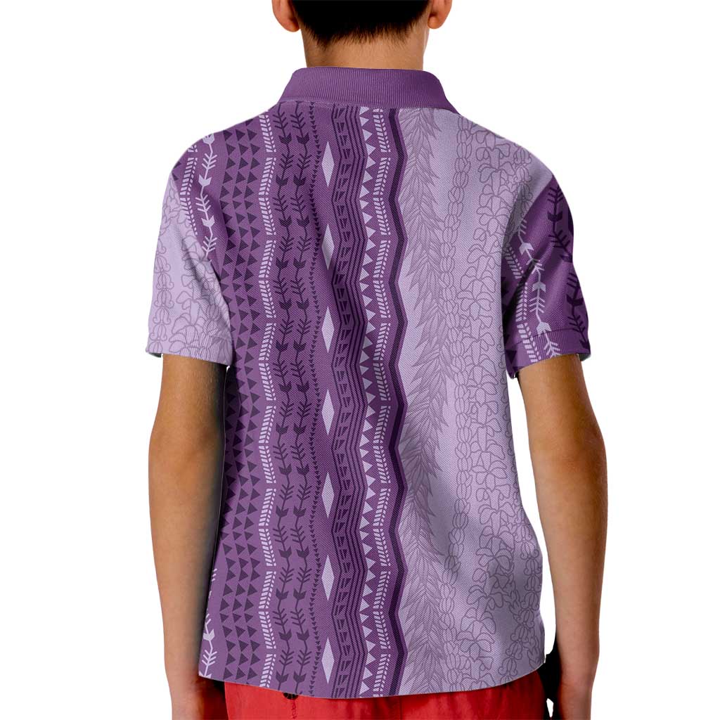 Vintage Violet Hawaiian Traditional Kapa Mix Flowers Lei Kid Polo Shirt