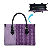 Vintage Violet Hawaiian Traditional Kapa Mix Flowers Lei Leather Bag LT7 - Polynesian Pride
