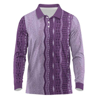 Vintage Violet Hawaiian Traditional Kapa Mix Flowers Lei Long Sleeve Polo Shirt LT7 Violet - Polynesian Pride