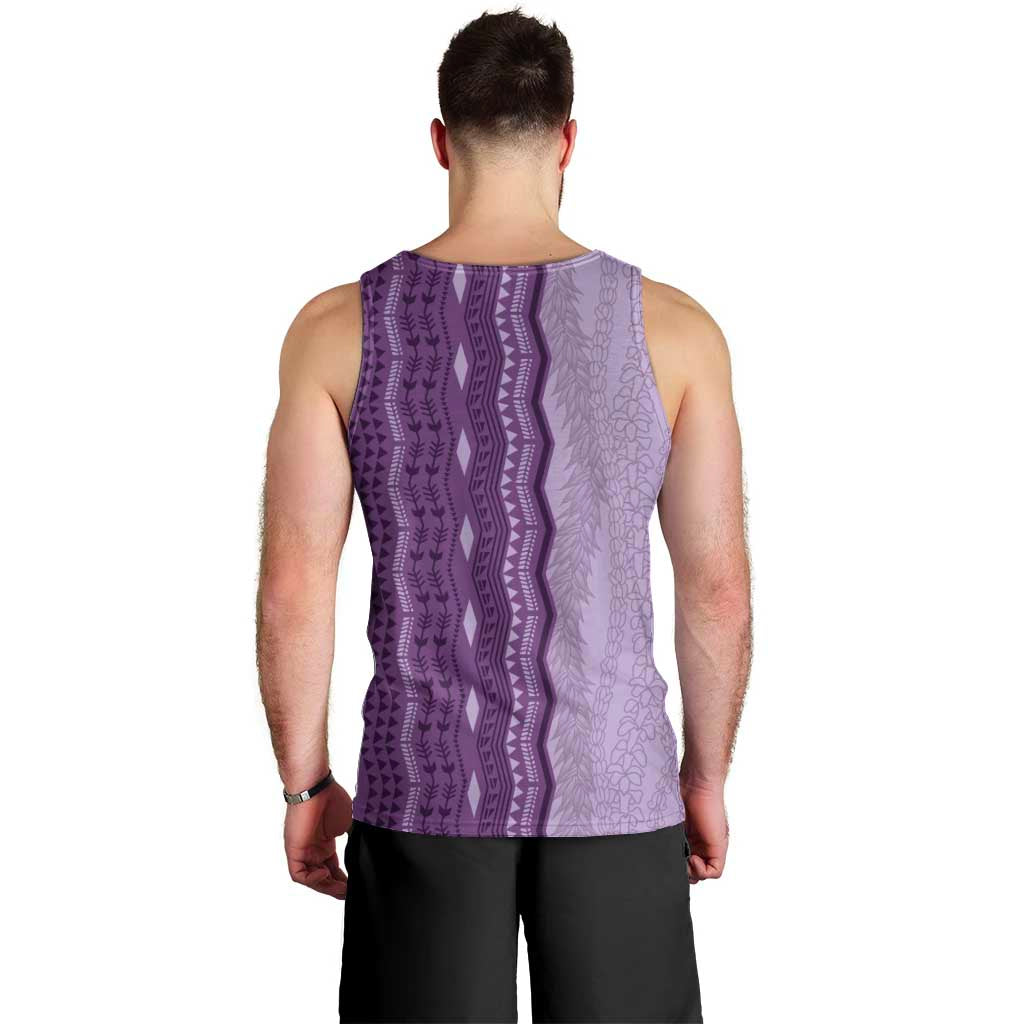 Vintage Violet Hawaiian Traditional Kapa Mix Flowers Lei Men Tank Top