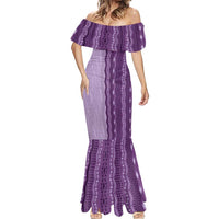 Vintage Violet Hawaiian Traditional Kapa Mix Flowers Lei Mermaid Dress LT7 - Polynesian Pride