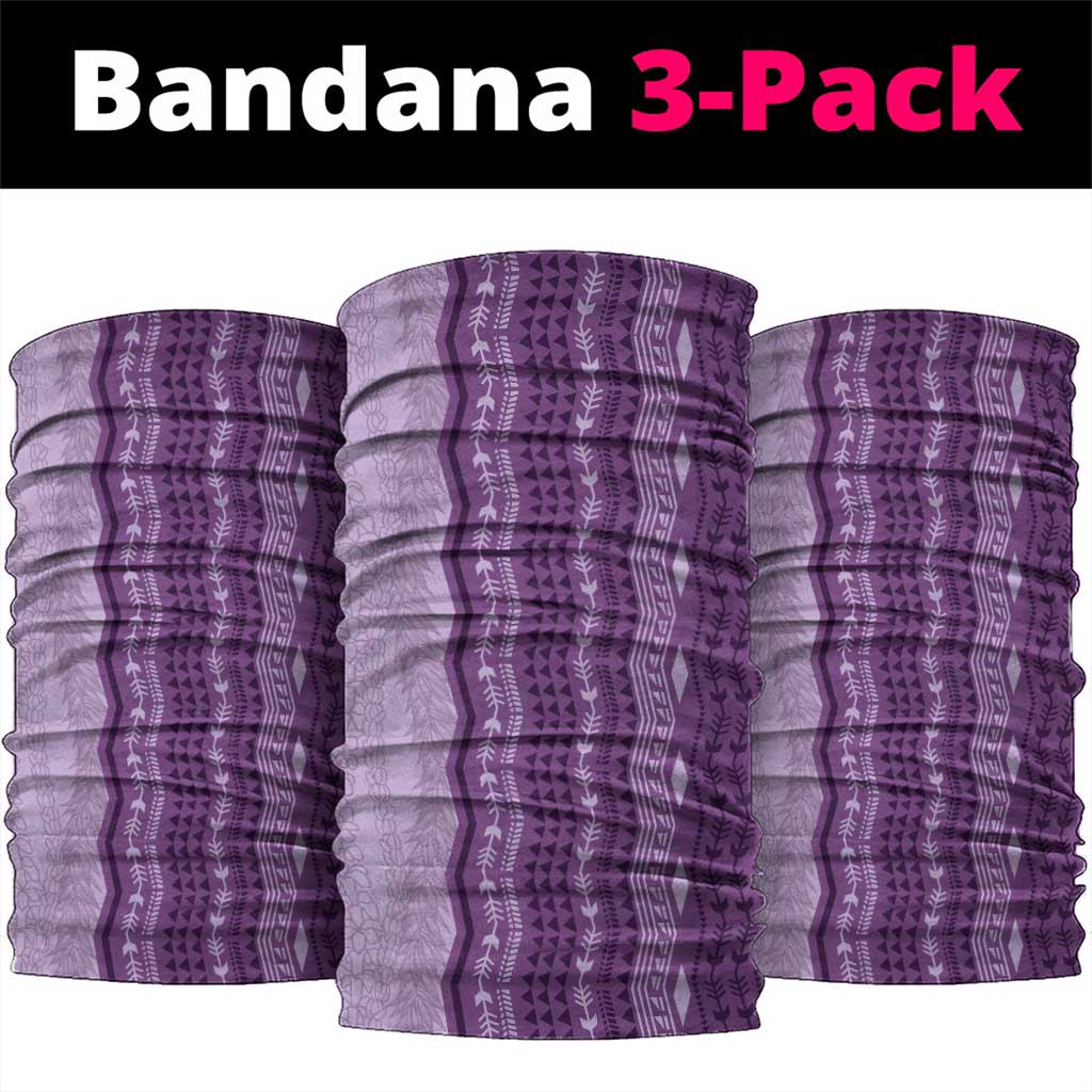 Vintage Violet Hawaiian Traditional Kapa Mix Flowers Lei Neck Gaiter LT7 package One Size: 25*50cm Violet - Polynesian Pride
