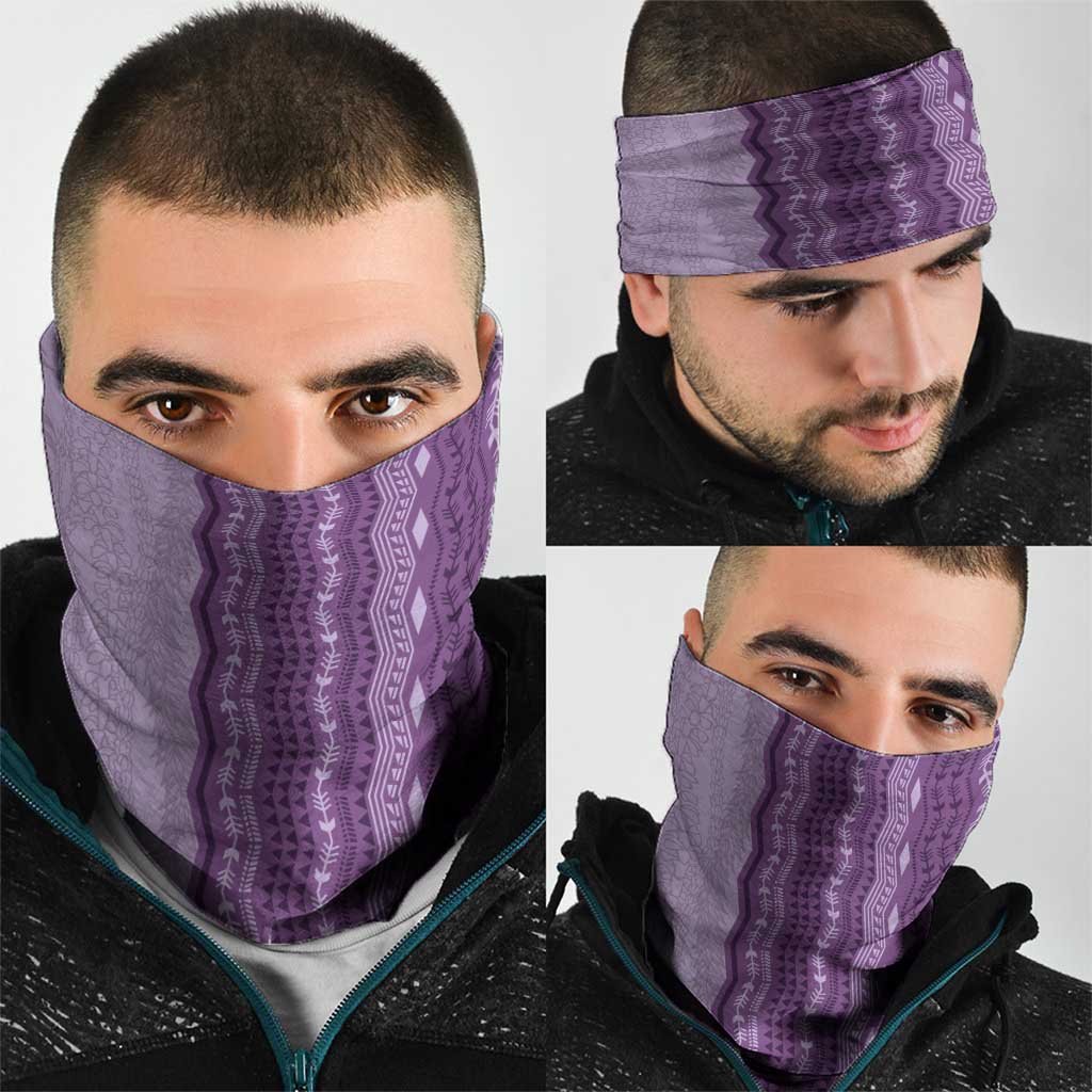 Vintage Violet Hawaiian Traditional Kapa Mix Flowers Lei Neck Gaiter LT7 - Polynesian Pride
