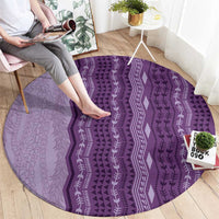 Vintage Violet Hawaiian Traditional Kapa Mix Flowers Lei Round Carpet LT7 - Polynesian Pride