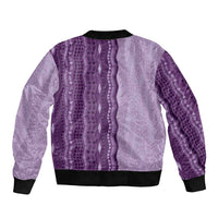 Vintage Violet Hawaiian Traditional Kapa Mix Flowers Lei Sleeve Zip Bomber Jacket