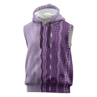 Vintage Violet Hawaiian Traditional Kapa Mix Flowers Lei Sleeveless Hoodie LT7 Violet - Polynesian Pride