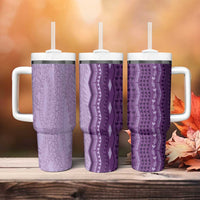 Vintage Violet Hawaiian Traditional Kapa Mix Flowers Lei Tumbler With Handle