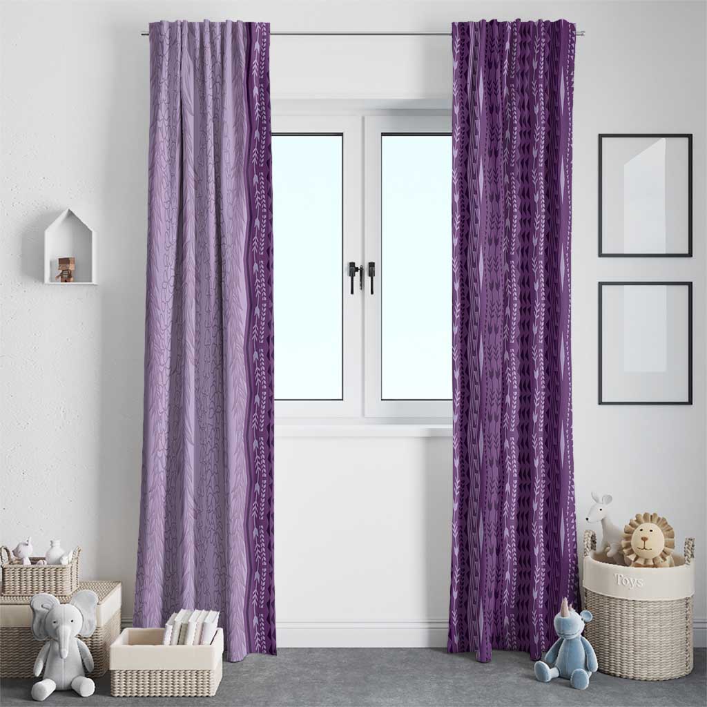 Vintage Violet Hawaiian Traditional Kapa Mix Flowers Lei Window Curtain LT7 - Polynesian Pride