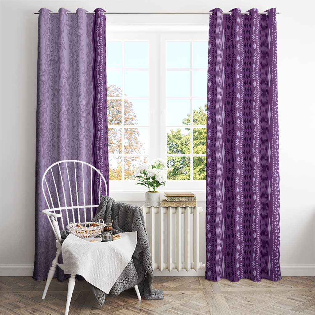 Vintage Violet Hawaiian Traditional Kapa Mix Flowers Lei Window Curtain LT7 - Polynesian Pride