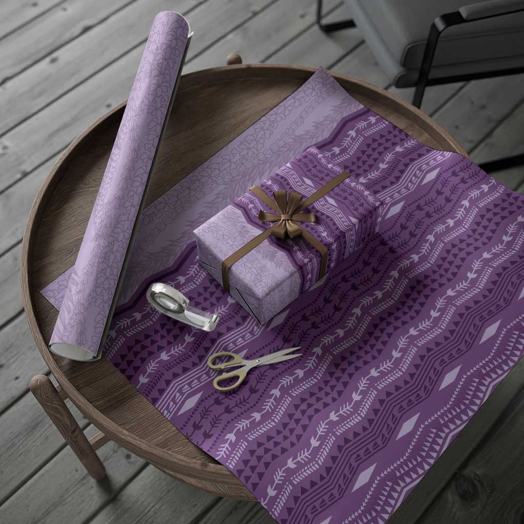 Vintage Violet Hawaiian Traditional Kapa Mix Flowers Lei Wrapping Paper LT7 - Polynesian Pride