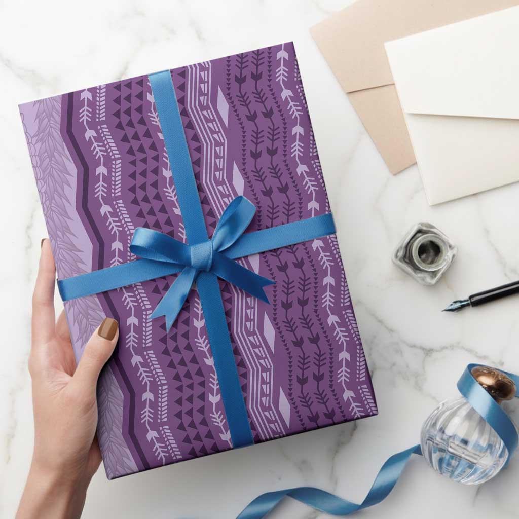 Vintage Violet Hawaiian Traditional Kapa Mix Flowers Lei Wrapping Paper LT7 - Polynesian Pride