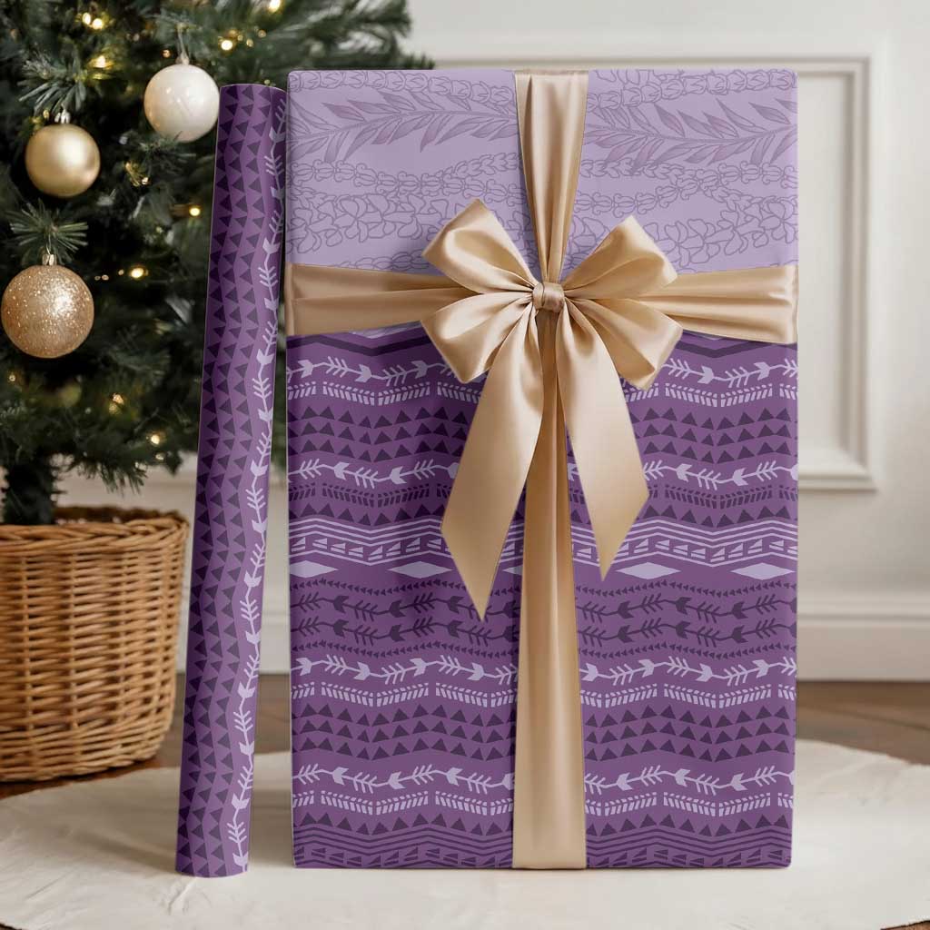 Vintage Violet Hawaiian Traditional Kapa Mix Flowers Lei Wrapping Paper LT7 - Polynesian Pride