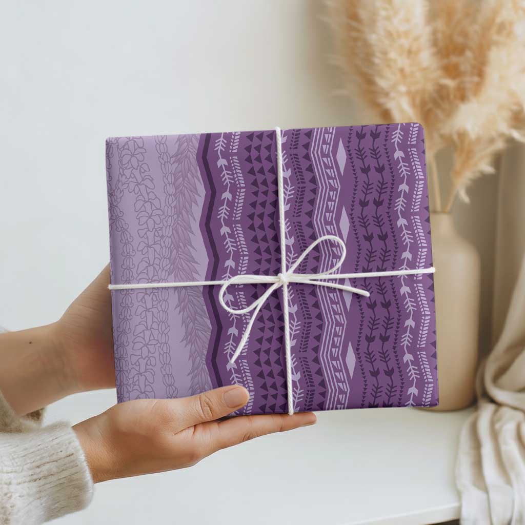 Vintage Violet Hawaiian Traditional Kapa Mix Flowers Lei Wrapping Paper LT7 - Polynesian Pride