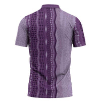 Vintage Violet Hawaiian Traditional Kapa Mix Flowers Lei Zipper Polo Shirt
