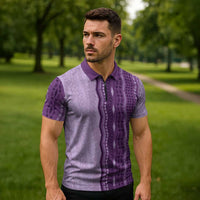 Vintage Violet Hawaiian Traditional Kapa Mix Flowers Lei Zipper Polo Shirt