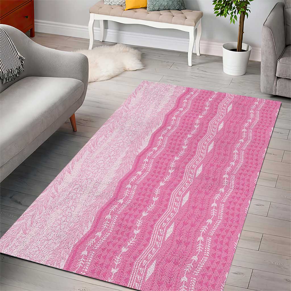 Vintage Pink Hawaiian Traditional Kapa Mix Flowers Lei Area Rug