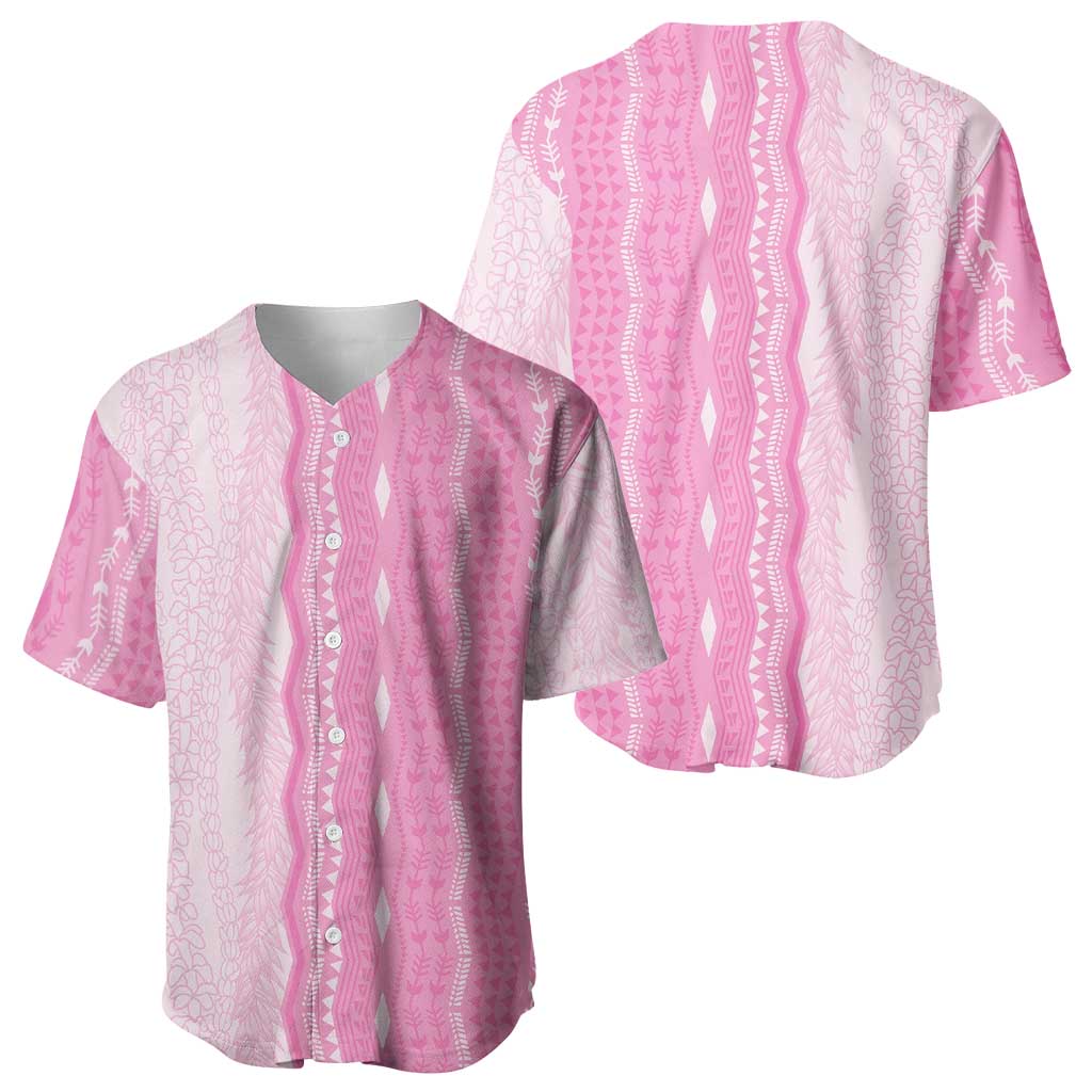 Vintage Pink Hawaiian Traditional Kapa Mix Flowers Lei Baseball Jersey