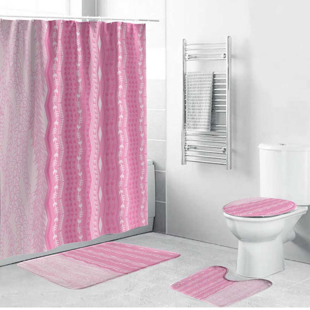 Vintage Pink Hawaiian Traditional Kapa Mix Flowers Lei Bathroom Set LT7 Bathroom Set (4 pcs) Pink - Polynesian Pride