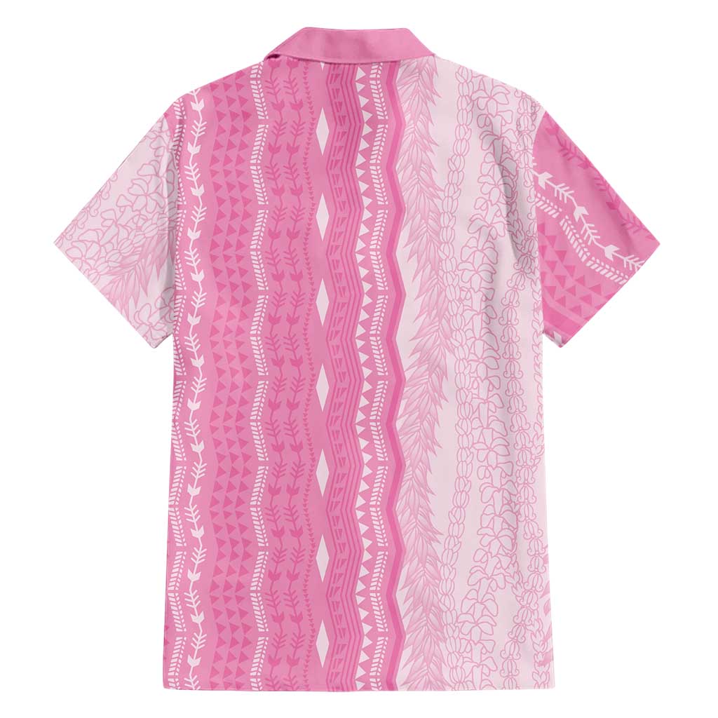 Vintage Pink Hawaiian Traditional Kapa Mix Flowers Lei Family Matching Off Shoulder Maxi Dress and Hawaiian Shirt