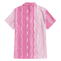 Vintage Pink Hawaiian Traditional Kapa Mix Flowers Lei Family Matching Puletasi and Hawaiian Shirt