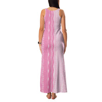 Vintage Pink Hawaiian Traditional Kapa Mix Flowers Lei Family Matching Tank Maxi Dress and Hawaiian Shirt