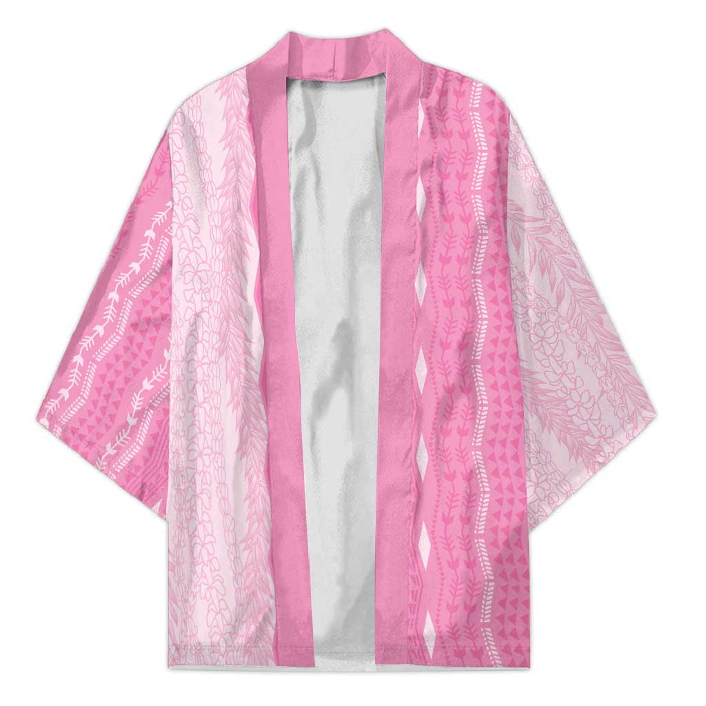 Vintage Pink Hawaiian Traditional Kapa Mix Flowers Lei Kimono LT7 Unisex Pink - Polynesian Pride