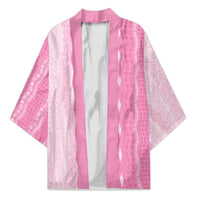 Vintage Pink Hawaiian Traditional Kapa Mix Flowers Lei Kimono LT7 Unisex Pink - Polynesian Pride