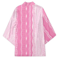 Vintage Pink Hawaiian Traditional Kapa Mix Flowers Lei Kimono LT7 - Polynesian Pride