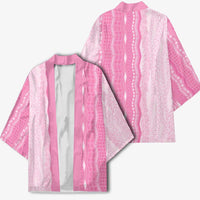 Vintage Pink Hawaiian Traditional Kapa Mix Flowers Lei Kimono LT7 - Polynesian Pride