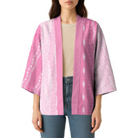 Vintage Pink Hawaiian Traditional Kapa Mix Flowers Lei Kimono LT7 - Polynesian Pride