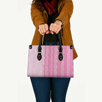 Vintage Pink Hawaiian Traditional Kapa Mix Flowers Lei Leather Bag