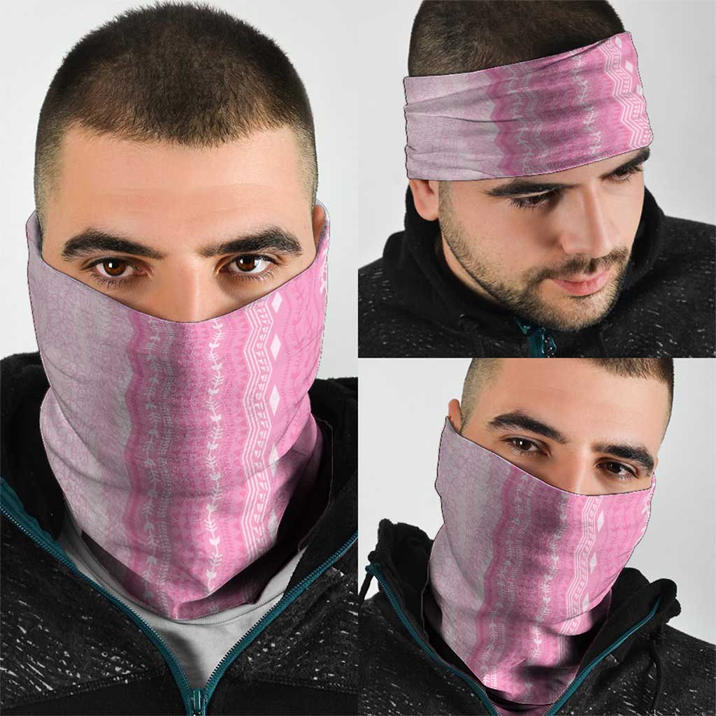 Vintage Pink Hawaiian Traditional Kapa Mix Flowers Lei Neck Gaiter