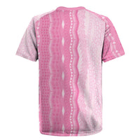 Vintage Pink Hawaiian Traditional Kapa Mix Flowers Lei Rugby Jersey