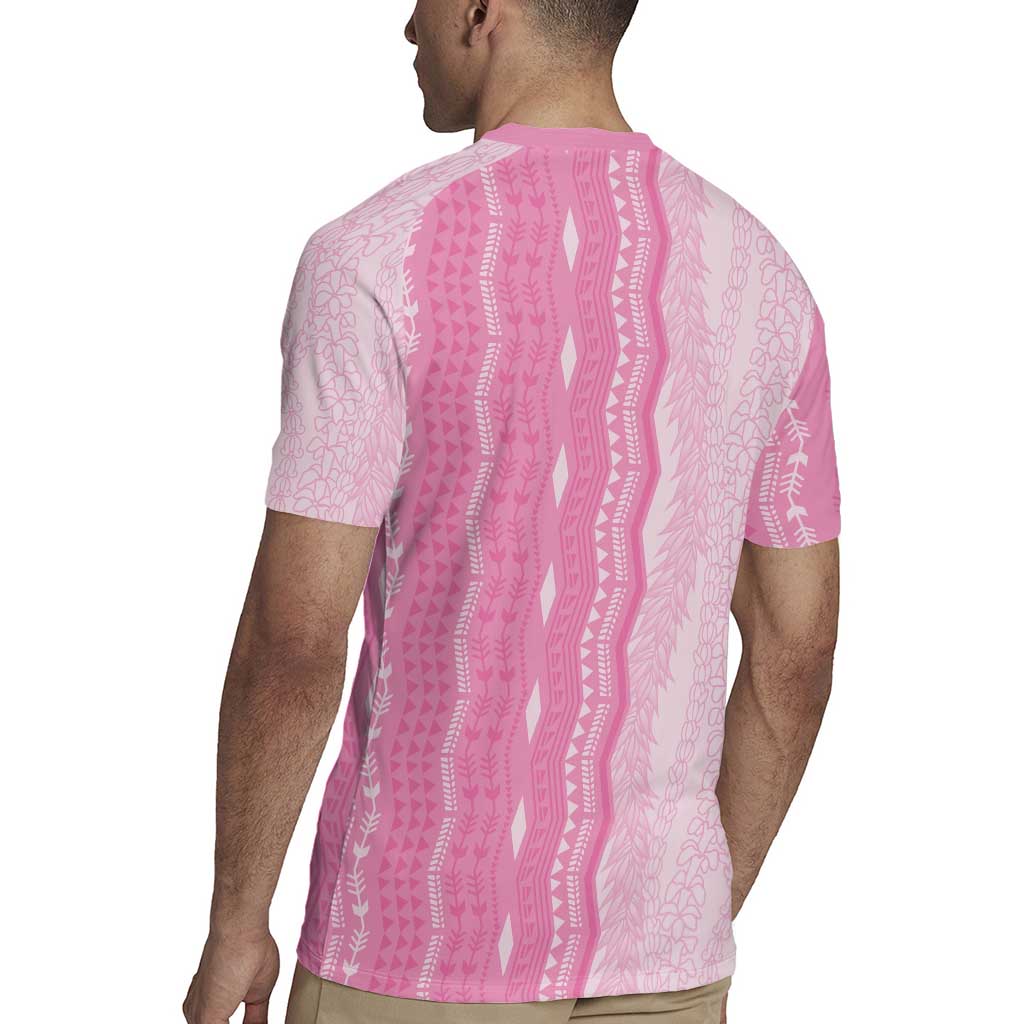 Vintage Pink Hawaiian Traditional Kapa Mix Flowers Lei Rugby Jersey