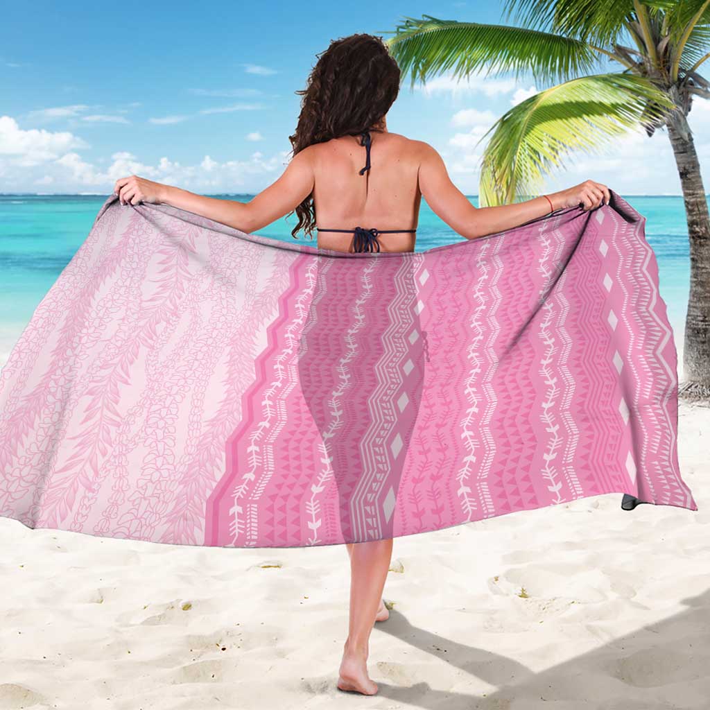 Vintage Pink Hawaiian Traditional Kapa Mix Flowers Lei Sarong LT7 - Polynesian Pride