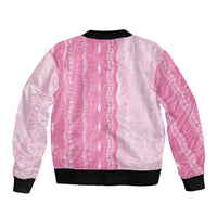 Vintage Pink Hawaiian Traditional Kapa Mix Flowers Lei Sleeve Zip Bomber Jacket LT7 - Polynesian Pride