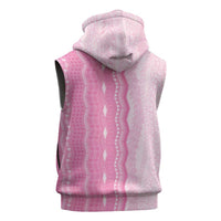Vintage Pink Hawaiian Traditional Kapa Mix Flowers Lei Sleeveless Zip Hoodie
