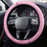 Vintage Pink Hawaiian Traditional Kapa Mix Flowers Lei Steering Wheel Cover