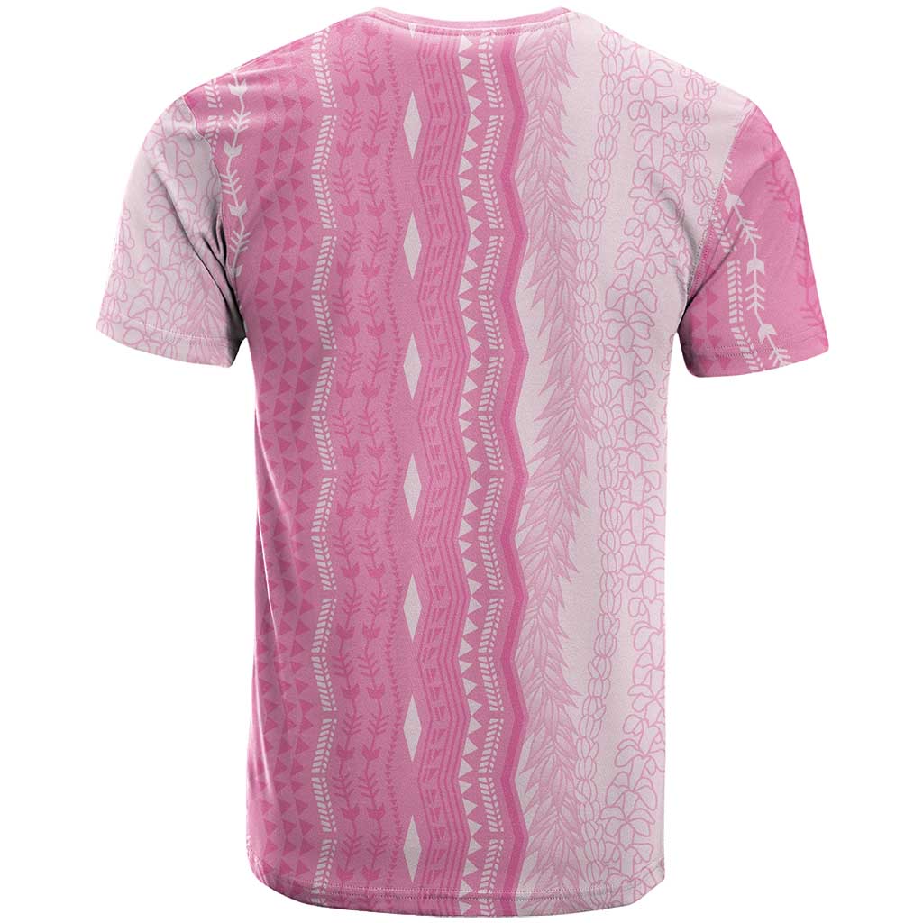 Vintage Pink Hawaiian Traditional Kapa Mix Flowers Lei T Shirt