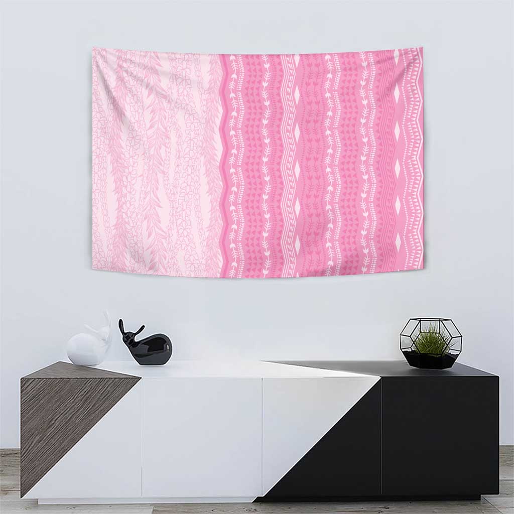 Vintage Pink Hawaiian Traditional Kapa Mix Flowers Lei Tapestry LT7 - Polynesian Pride