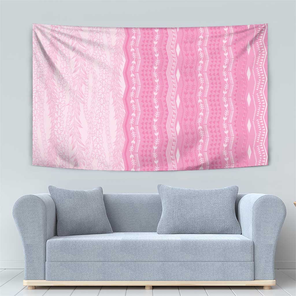 Vintage Pink Hawaiian Traditional Kapa Mix Flowers Lei Tapestry LT7 - Polynesian Pride