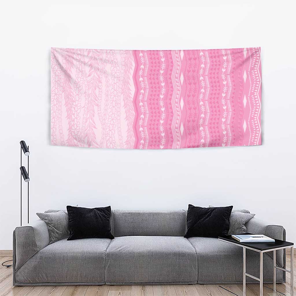 Vintage Pink Hawaiian Traditional Kapa Mix Flowers Lei Tapestry LT7 - Polynesian Pride