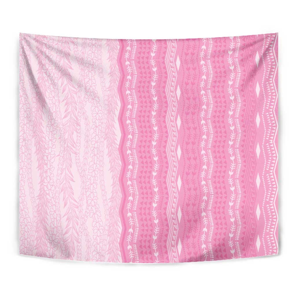 Vintage Pink Hawaiian Traditional Kapa Mix Flowers Lei Tapestry LT7 - Polynesian Pride