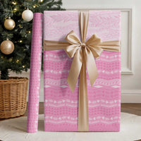 Vintage Pink Hawaiian Traditional Kapa Mix Flowers Lei Wrapping Paper