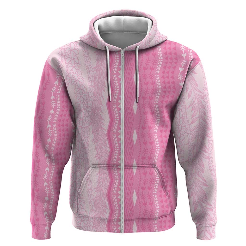 Vintage Pink Hawaiian Traditional Kapa Mix Flowers Lei Zip Hoodie LT7 Zip Hoodie Pink - Polynesian Pride