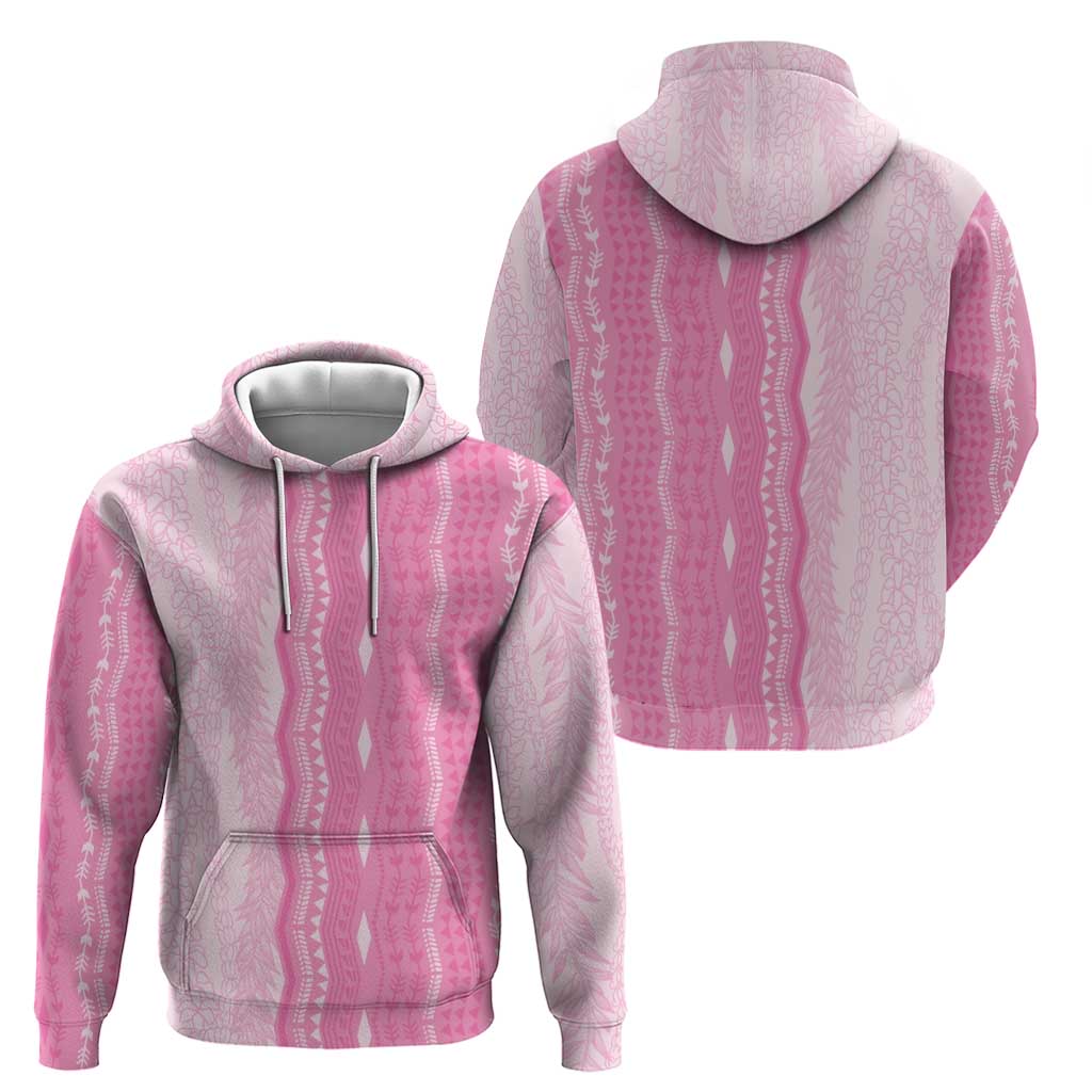Vintage Pink Hawaiian Traditional Kapa Mix Flowers Lei Zip Hoodie LT7 - Polynesian Pride